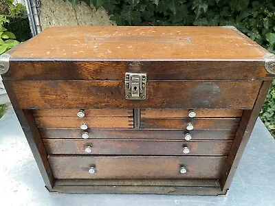 £25 • Buy Vintage Wooden Collectors Carpenters Engineers Tool Makers Box Chest Cabinet