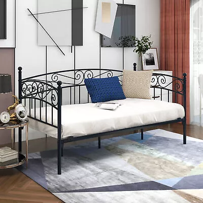Twin Metal Daybed Frame With Headboard Multifunctional Black • $176.79