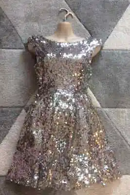 Topshop Silver Totally Sequinned V Open Back 50's Style Dress  Stunning 6 UK • £15
