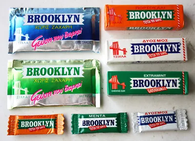 8x Rare Vintage 80's Brooklyn Chewing Gum Packs Greece New Sealed Old Stock • $29.99