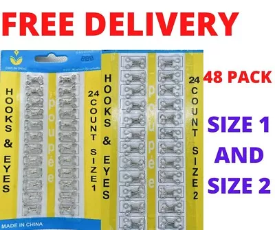 £3.89 • Buy Hook And Eye Fasteners SILVER DRESS MAKING BRA FUR DRESS Repair SIZE 1 & 2 48pc 