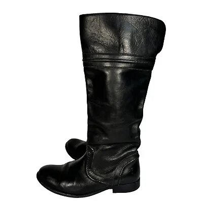 Frye Melissa 76442 Women's Black Trapunto Riding Knee High Tall Boots Size 7.5 B • $53.18