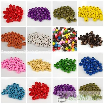 100pcs Round Wood Ball Spacer Loose Beads 4mm 6mm 8mm 10mm 12mm 14mm 16mm Pick • £3.05