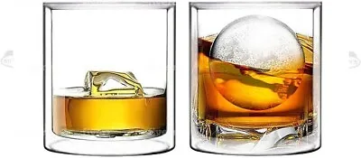 Set Of 2 Double Wall Insulated Glass Rocks Whiskey Old Fashioned Glass 10oz • $17.99