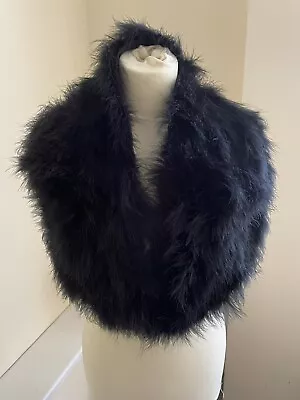 Codello Real Feathers Bolero Scarf Stole Jacket Evening Look Black Luxury New • $25