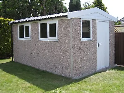 Concrete Garage DELIVERED & INSTALLED Pre-fab Sectional Apex Roof Workshop Shed • £4730