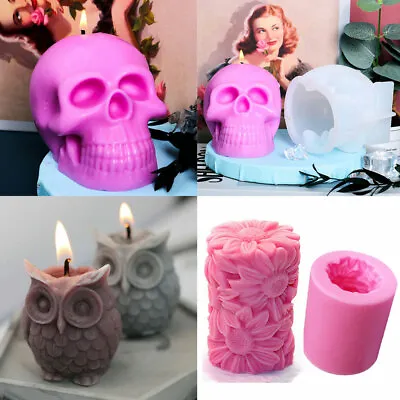$10.49 • Buy Halloween 3D Mold Silicone DIY Resin Casting Candle Scented Skull/Sunflower/Owl
