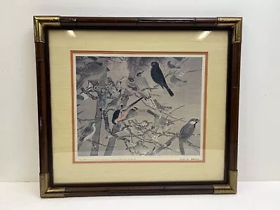 PIEN WEN-CHIN PRINT Vintage Faux Bamboo Framed Mid Century Asian Wall Art Decor • $29.99