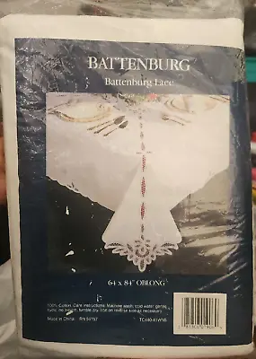 Vtg Battenburg Tablecloth Battenburg Lace 64  X 84  Oblong/ Oval 100% Cotton NEW • $29.99