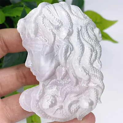 3.3  Natural Selenite Carved Medusa Quartz Crystal Snake Skull Carving Healing • $16.99