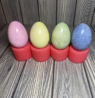 Vintage Marble Stone Colored Eggs Lot Of 4 Large 3” Solid Easter Eggs Decor • $29.99