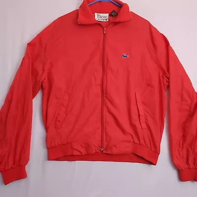 Vintage Lacoste Jacket Mens Large L Red Full Zip Pockets Nylon Izod Collared 90s • $27.95