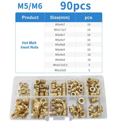 500Pcs Female Thread Brass Knurled Threaded Insert Embedment Nuts Assortment Kit • £13.07