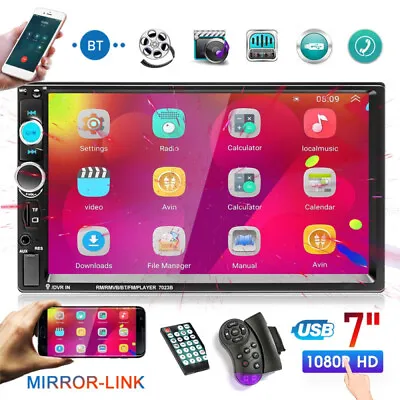 7  Car Stereo Radio Bluetooth Double 2 Din USB FM AUX IN IOS/Android Mirror Link • $30.99