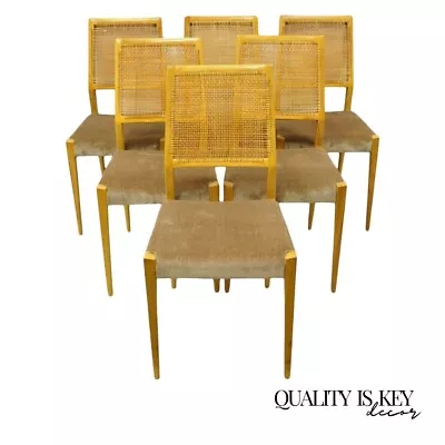 Mid Century Danish Modern Birch Wood Cane Back Dining Side Chairs - Set Of 6  • $2150