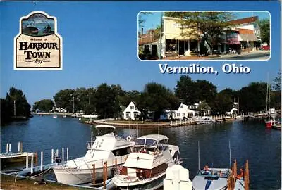 Vermilion OH Ohio HARBOUR TOWN Waterfront Homes~Boats~Street Scene 4X6 Postcard • $7.59