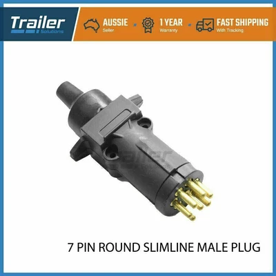 $11.72 • Buy Trailer Plug 7 Pin Round Plug Male Slim Adapter Connector Caravan Boat