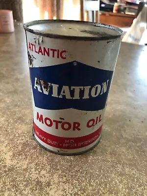 1qt Vintage  Atlantic  Aviation  OIL CAN  EMPTY • £26.23