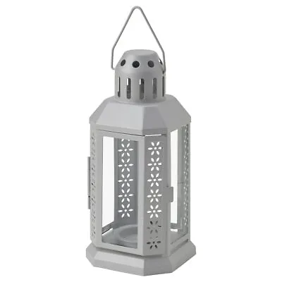 Ikea ENRUM Lantern For Tealight In/outdoor Silver-colour 22 Cm • £9.58