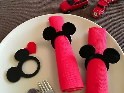 Set Of Mickey Mouse Black Acrylic Napkin Ring Holders Disney Birthday Decoration • $150