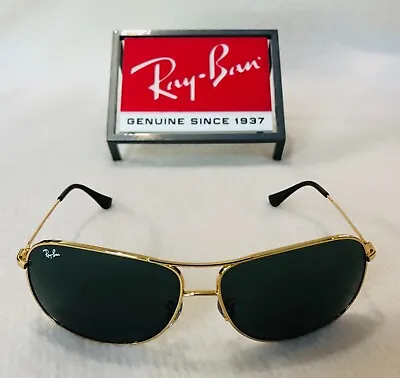 $119 • Buy New Ray Ban Monel Thin Profile Sunglasses Gold Frame Classic G-15 Lenses RB 3267
