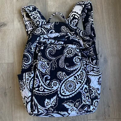 TLC Needed Vera Bradley Paisley Campus Backpack School Bookbag Black & White • $16.95