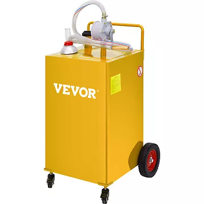 VEVOR Fuel Caddy Fuel Storage Tank 35 Gallon 4 Wheels With Manuel Pump Yellow • $203.99