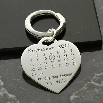 Sterling Silver Calendar Anniversary Wife Mummy Keyring With Back Engraving • £60