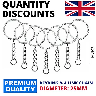 25mm Split Ring With Chain And Screw Key Keyrings Keyring Keys Findings Clasp • £2.95