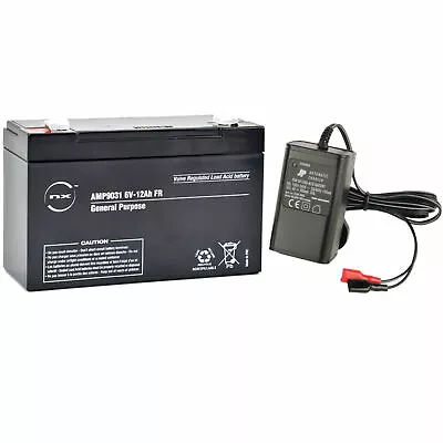 Toy Car Battery And Charger Combo 6v 10ah Battery & 6 Volt Mains Charger NEW • £29.95