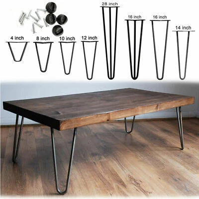 £13.99 • Buy 4 X Hairpin Legs / Hair Pin Legs Set For Furniture Bench Desk Table Metal Steel