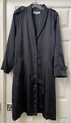 Vintage Wanko Black Fully Lined Shawl Collar All Weather Resistant Coat Women M • $26