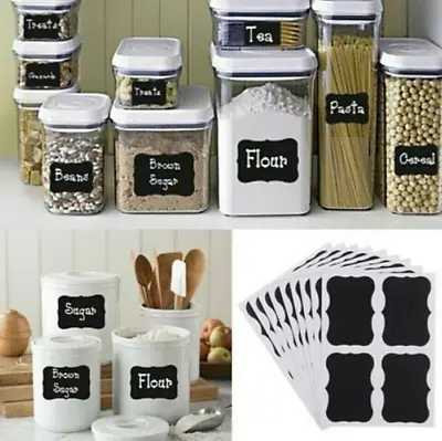£1.62 • Buy Chalkboard Blackboard Stickers Craft Kitchen Jar Labels Tags Black Storage Boxes