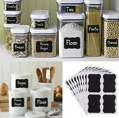 Chalkboard Blackboard Stickers Craft Kitchen Jar Labels Tags Black Storage Boxes • £3.29