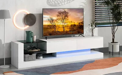 Modern High Gloss TV Stand With Storage For 75  TVs Entertainment Center • $226.18
