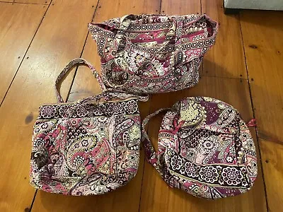 3 Oc Lot Vera Bradley Very Berry Paisley Pattern Bundle Lg Bag Backpack Duffle • $129.99