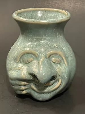 Vintage 2002 Aaargh Designs Blue Glazed Pottery Ugly Face Egg Separator 4  • $15