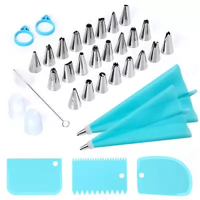 34Pcs Piping Bags And Tips Set Bake Cake Decorating Kit 24 Stainless Steel Tips • $10.62