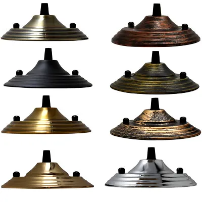 £5.89 • Buy Modern Single Outlet Metal Ceiling Rose | Vintage Industrial | For Fabric Cable
