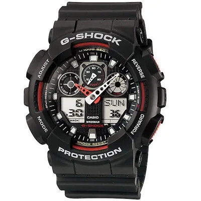 Casio G-Shock GA-100-1A4 Black & Red Men's 200m Digital-Analog Sports Watch • $149.95