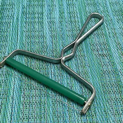 Vintage Metal Cheese Slicer Manual Hand Held Wire Cutter Basic Green Roller • $8.99