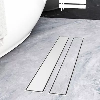 Stainless Steel Wet Room Linear Shower Floor Drain Channel Gully Waste Trap 80cm • £46.89