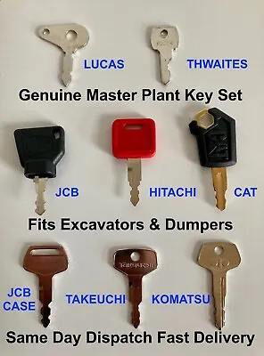 £13.95 • Buy Genuine Master Plant 8 Keys JCB Hitachi CAT Lucas Takeuchi Komatsu Case Thwaites