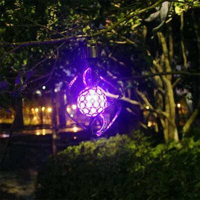Outdoor Solar Powered LED Colour Changing Spiral Lamp Garden Hanging Light Decor • £9.31