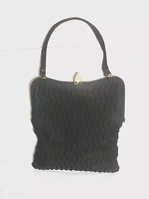 VTG Magid Black Textured Fabric Evening Handbag • $5.99