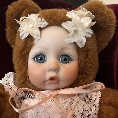 Vintage Baby Doll Face Open Mouth Inset Eyes Teddy Bear Jointed Stuffed Animal • $35