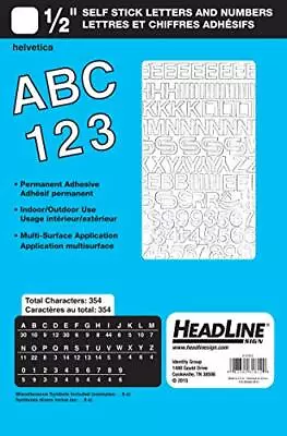 Headline Sign 31812 Stick-On Vinyl Letters And Numbers White 1/2-Inch Made In • $9.79