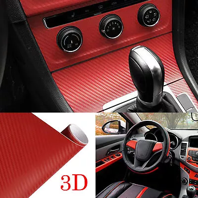 3D Car/tablet Red Interior Accessories Panel Carbon Fiber Vinyl Wrap Sticker 100 • $8.49