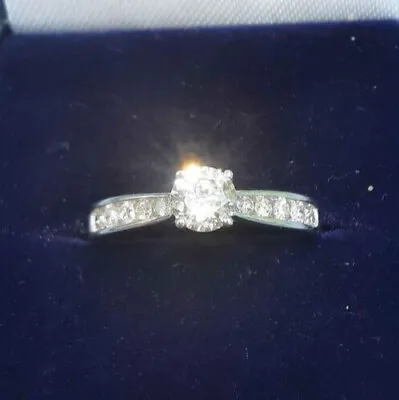 £895 • Buy 9ct White Gold 0.50ct Diamond Solitaire Engagement Ring