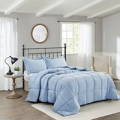 $43.99 • Buy HIG 3 Piece Pre-Washed Goose Down Alternative Comforter Duvet Insert-Blue